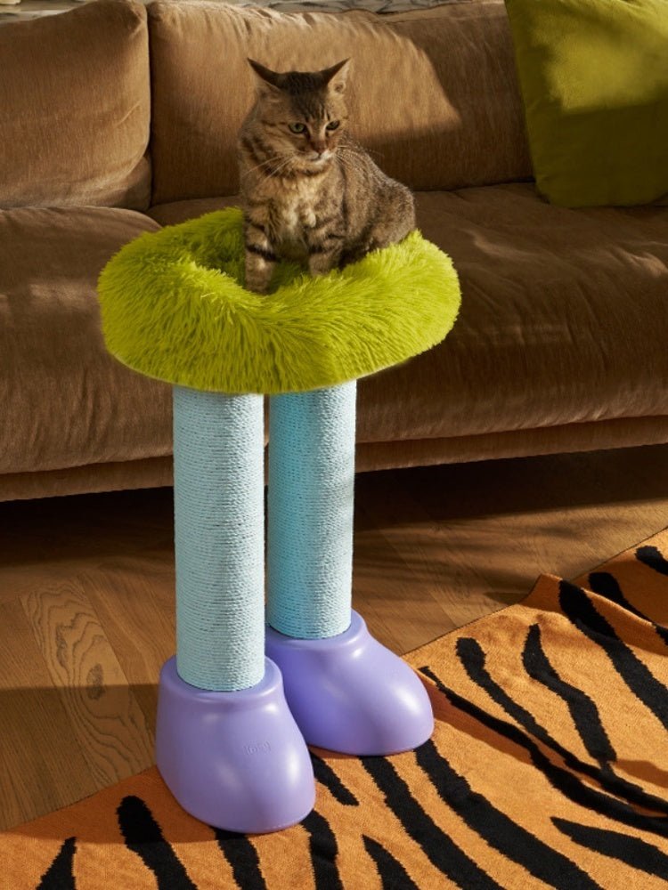 3-in-1 Cat Scratching Post, Bed & Side Table – Adorable Chubby Boot Design