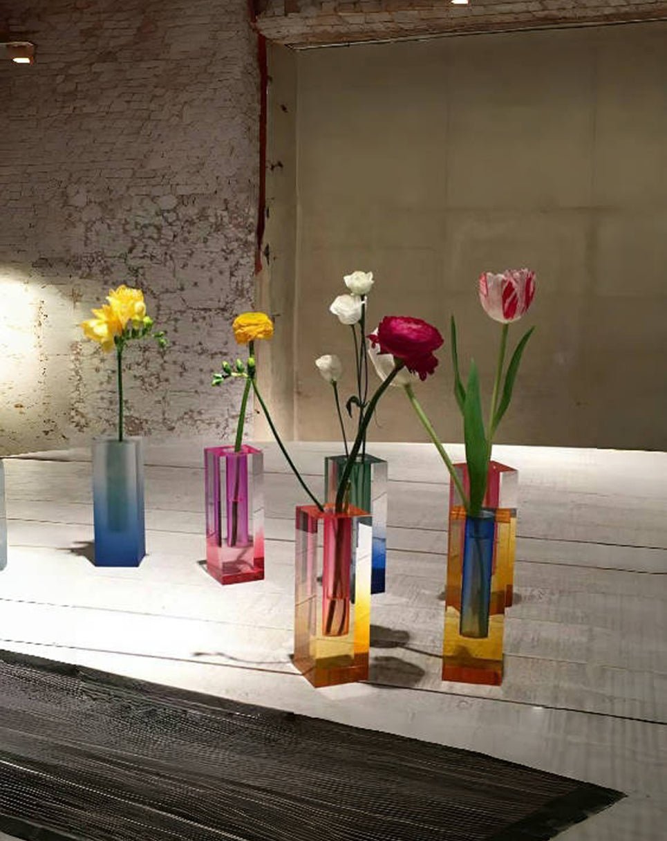 Colorful Square Column Acrylic Vase
