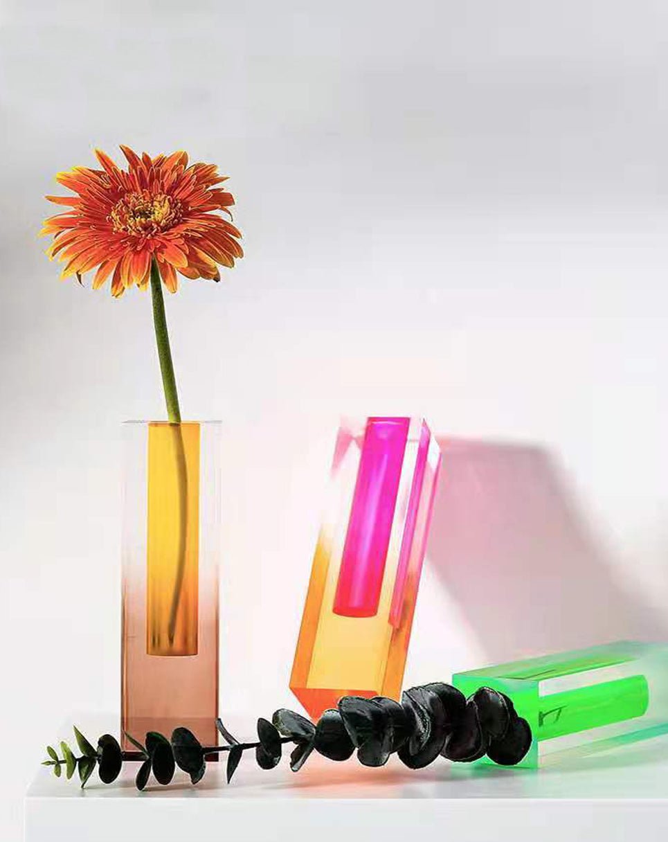 Colorful Square Column Acrylic Vase