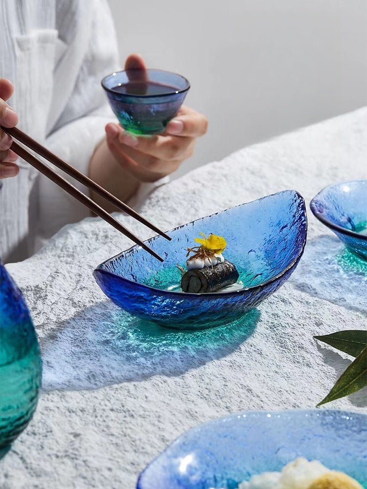 Coral Sea Japanese Glass Bowl or Plate – Ocean-Inspired Tableware