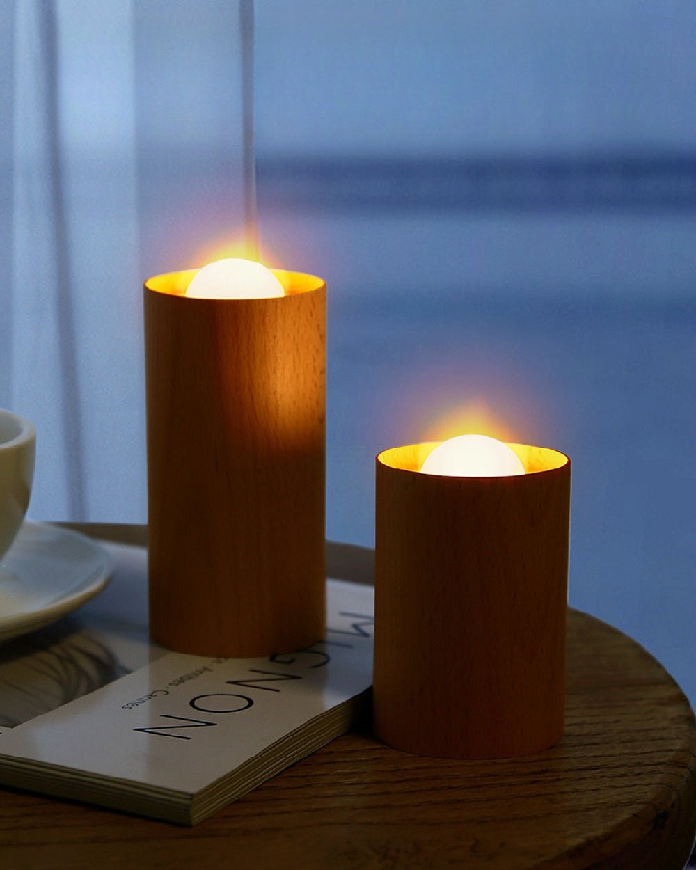 Natural Wood Candle Lamp