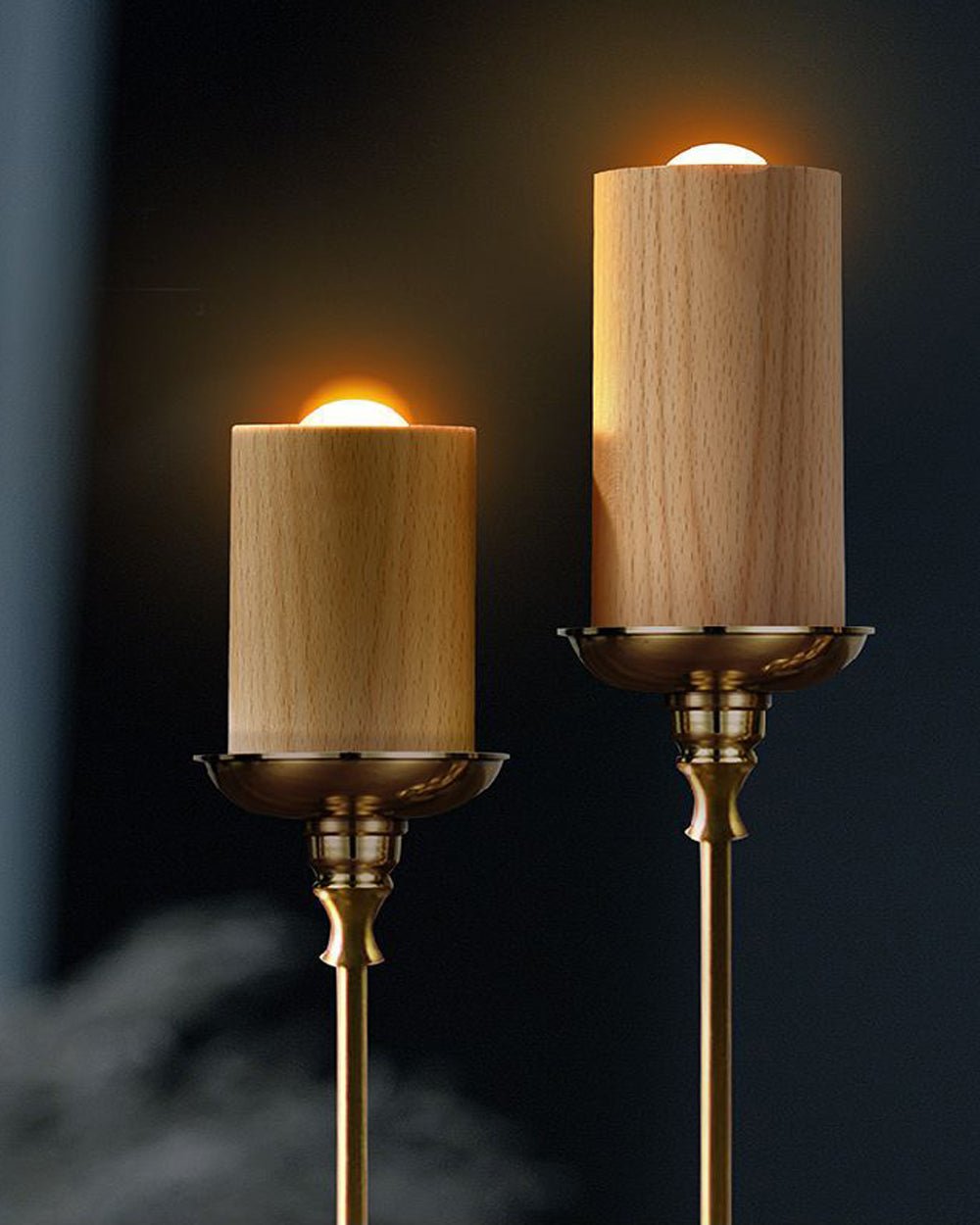 Natural Wood Candle Lamp