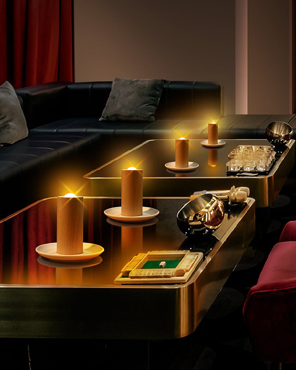 Natural Wood Candle Lamp