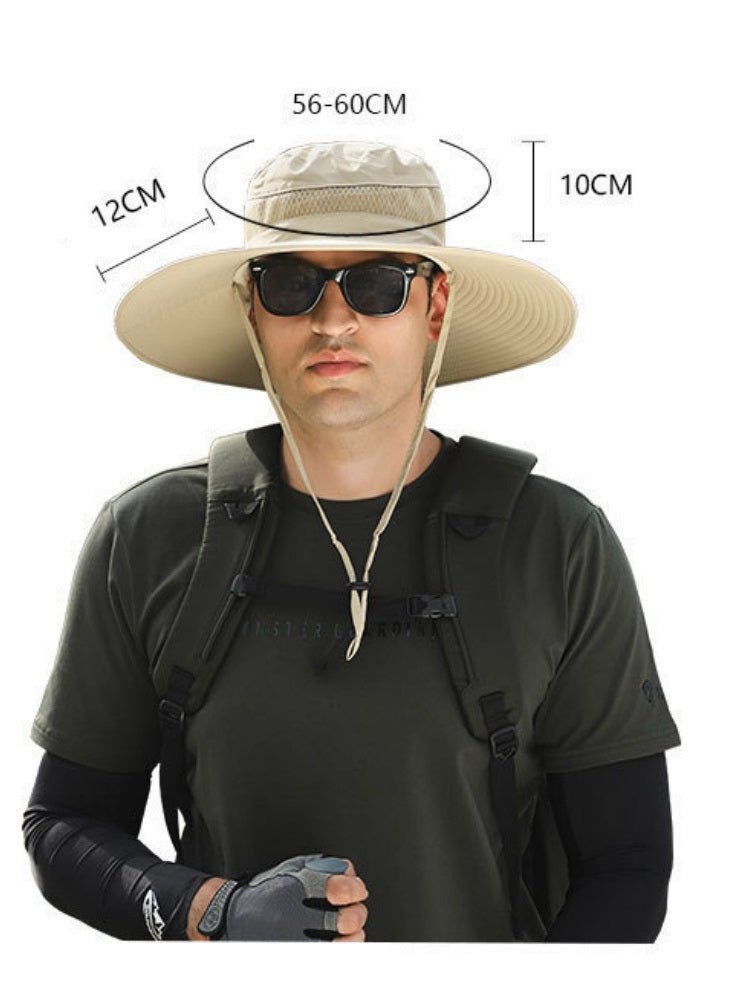 Solar Powered Rechargeable Fan Hat for Men – Wide Brim Outdoor Sun Hat for Hiking & Fishing