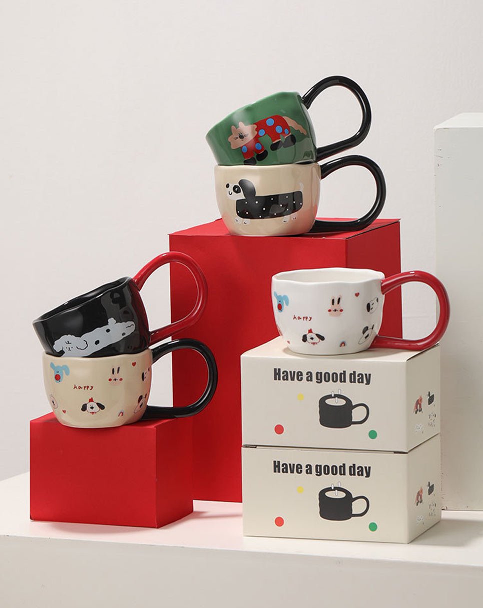 Cute Porcelain Big Handle Mug Animal