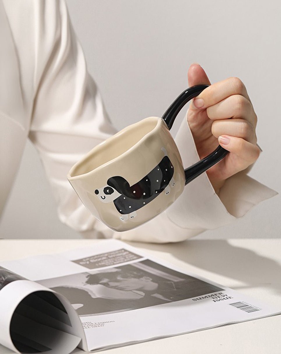 Cute Porcelain Big Handle Mug Animal
