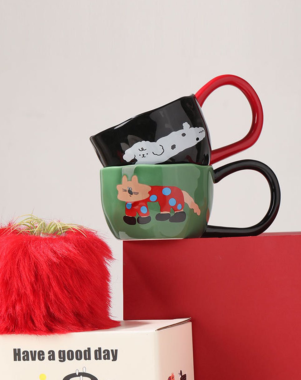 Cute Porcelain Big Handle Mug Animal