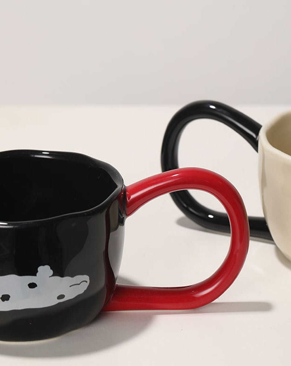 Cute Porcelain Big Handle Mug Animal