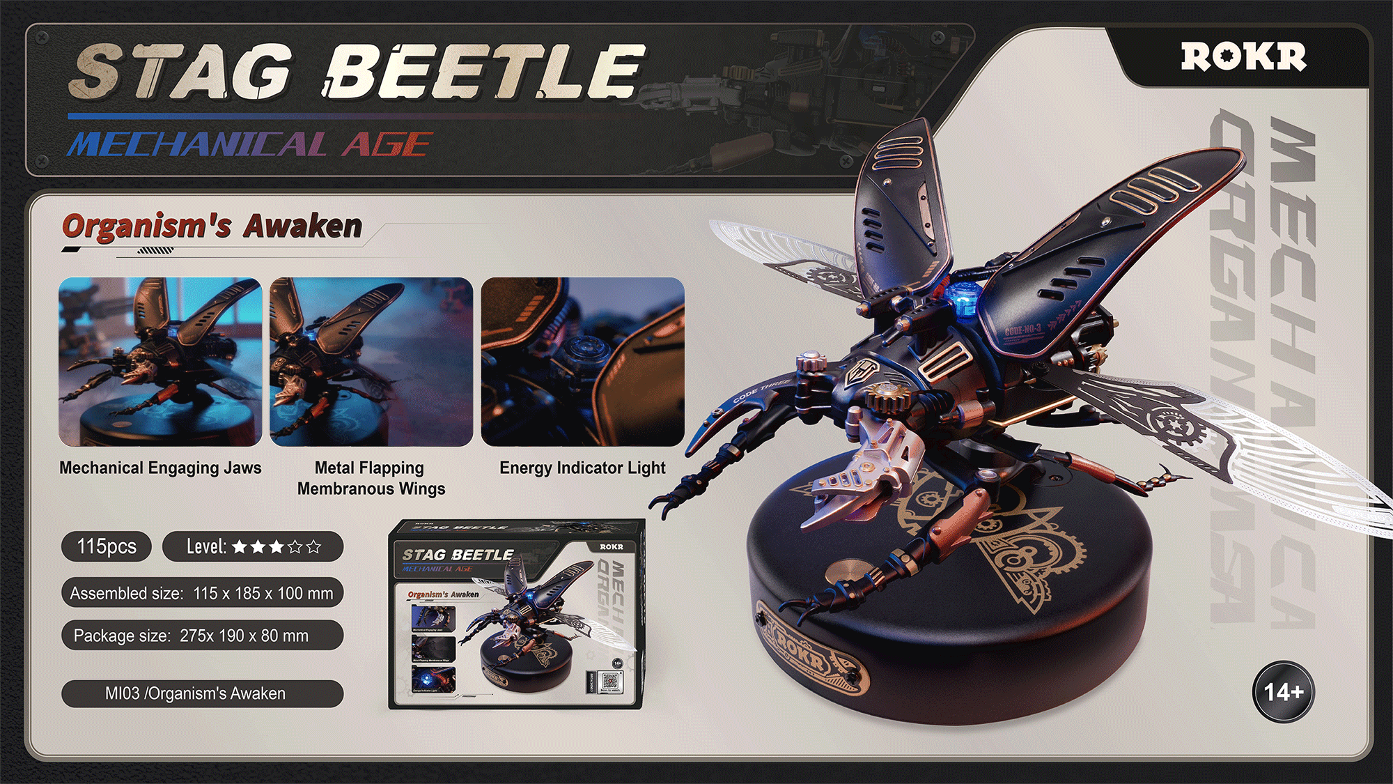 Beetle Model Mechanical Puzzle with Steampunk Ideas