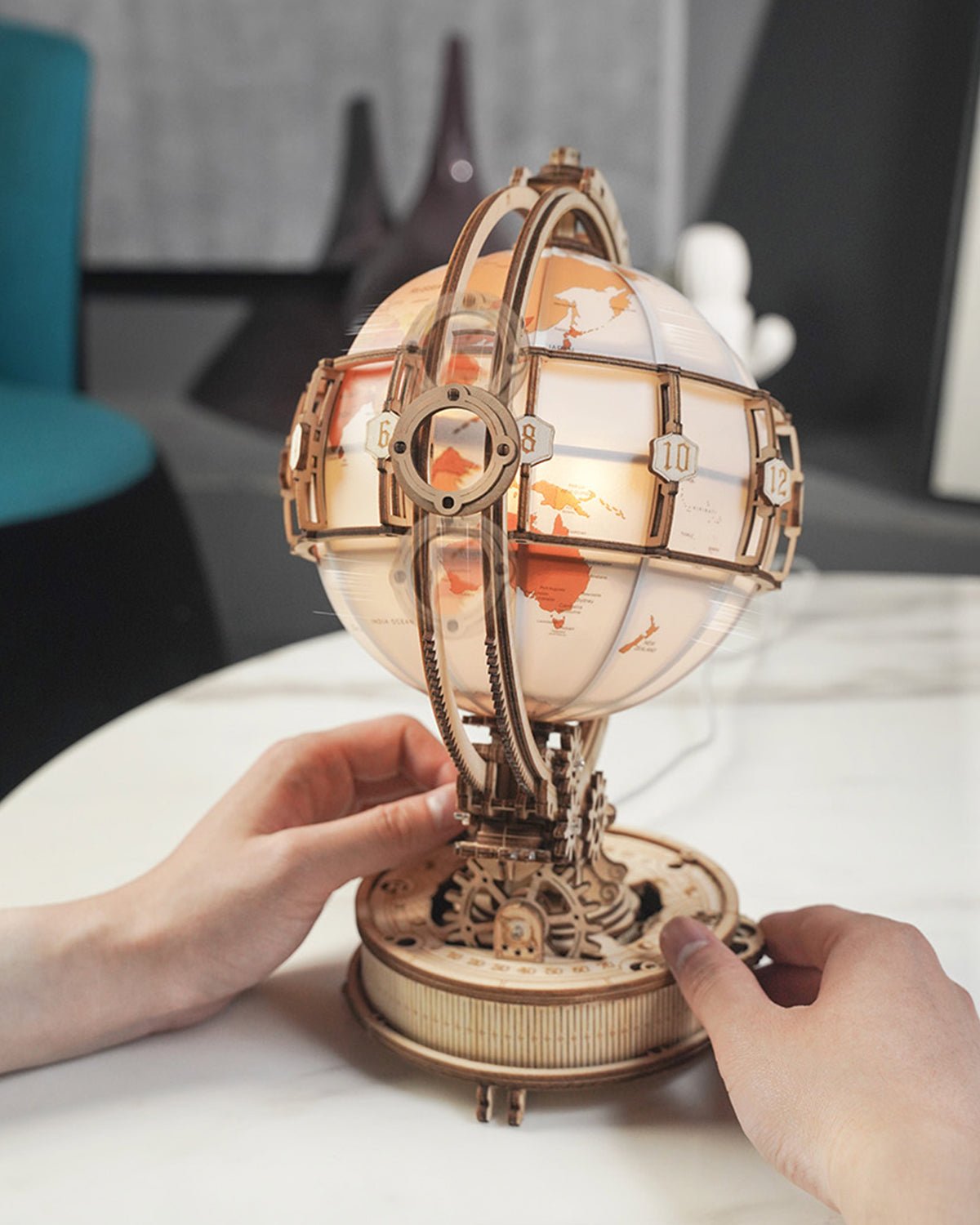 Illuminated Globe of the World 3D Wooden Puzzle