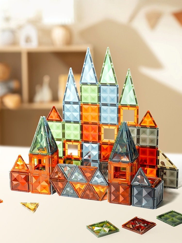 100PCS Natural Color Magnetic Building Blocks – 3D Window Toy for Kids Ages 3-6
