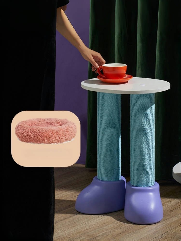 3-in-1 Cat Scratching Post, Bed & Side Table – Adorable Chubby Boot Design
