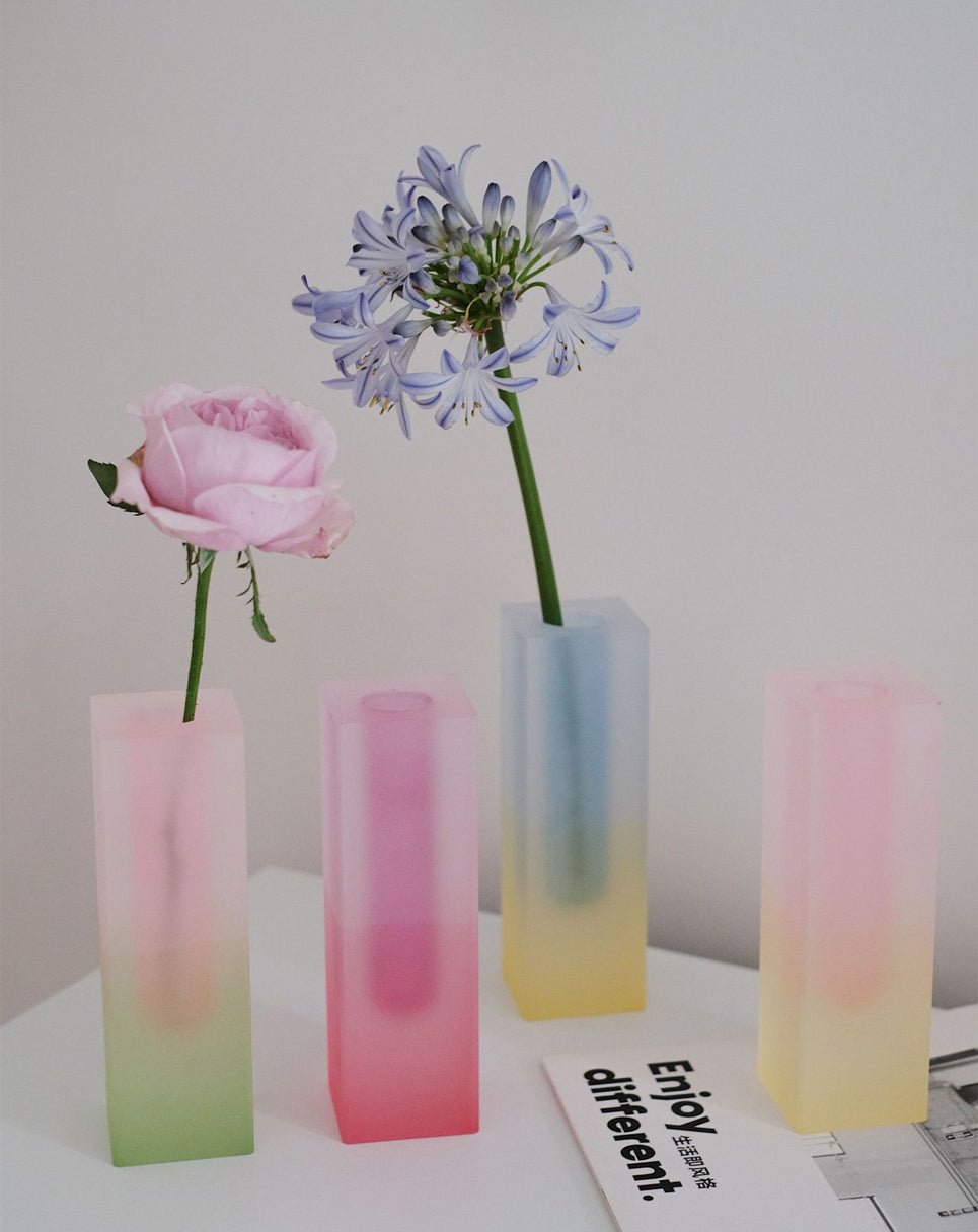 Colorful Square Column Acrylic Vase