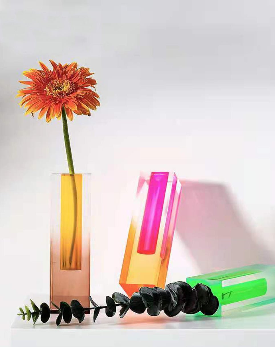 Colorful Square Column Acrylic Vase