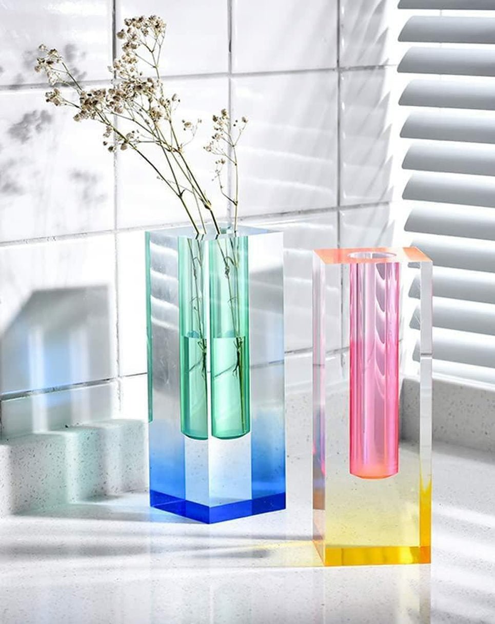 Colorful Square Column Acrylic Vase