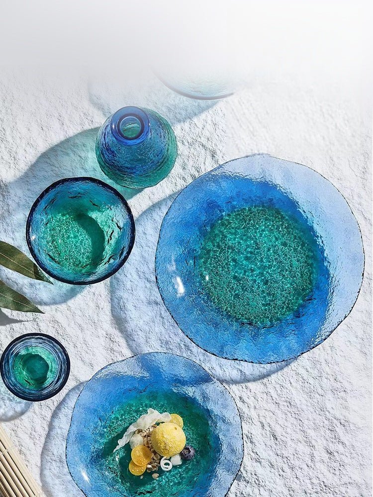 Coral Sea Japanese Glass Bowl or Plate – Ocean-Inspired Tableware