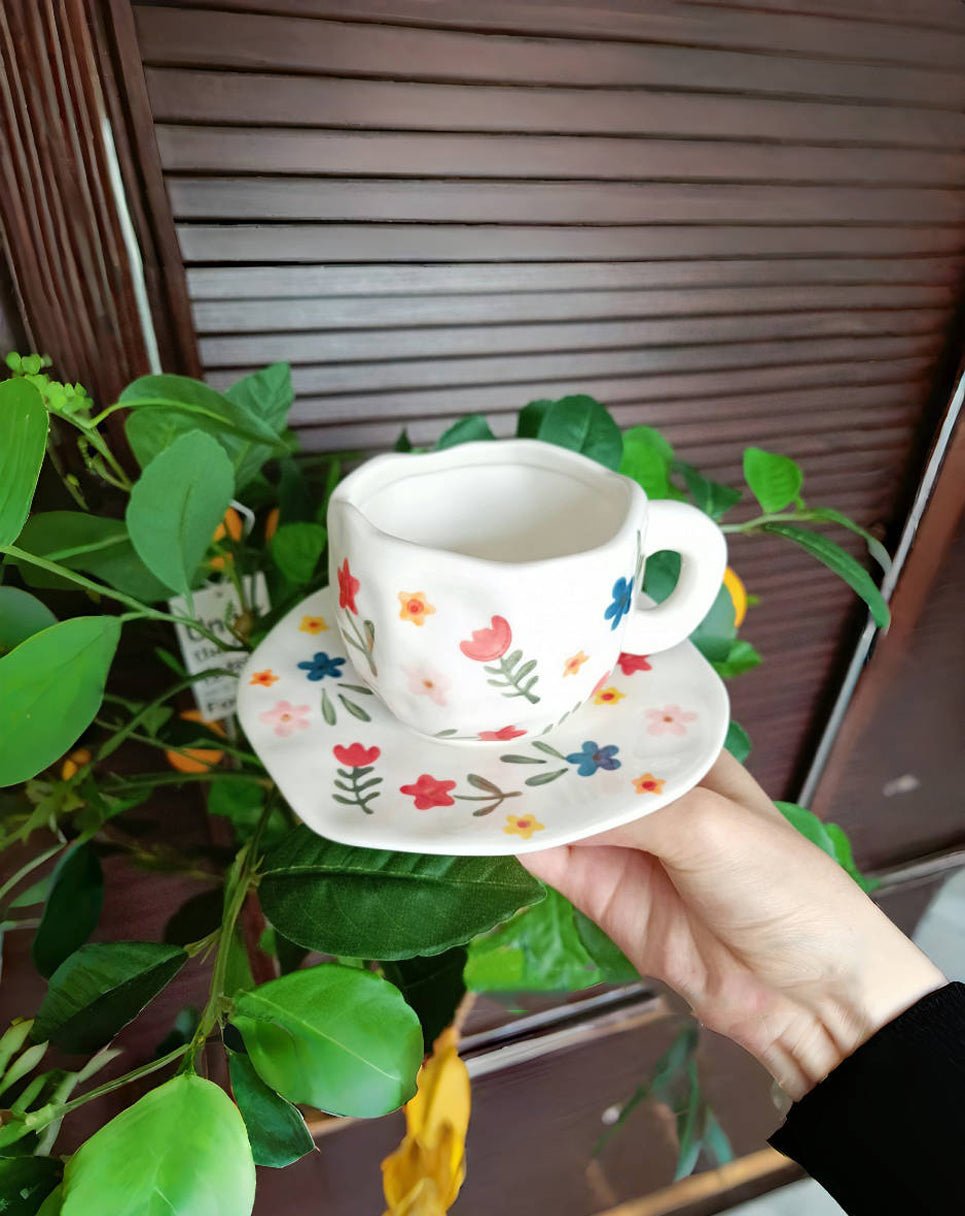 Hand-Painted Ceramic Coffee Cup Set