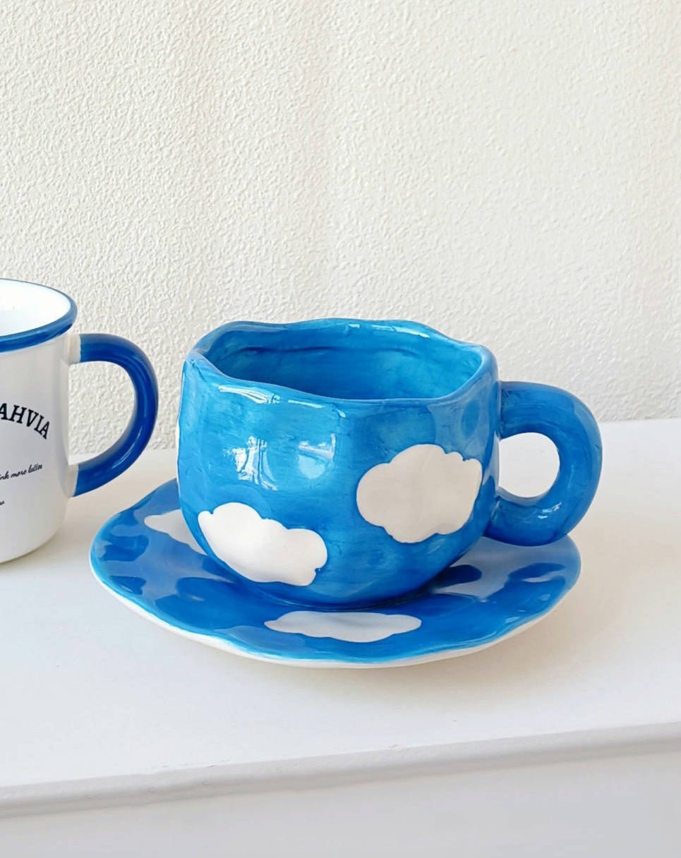 Hand-Painted Ceramic Coffee Cup Set