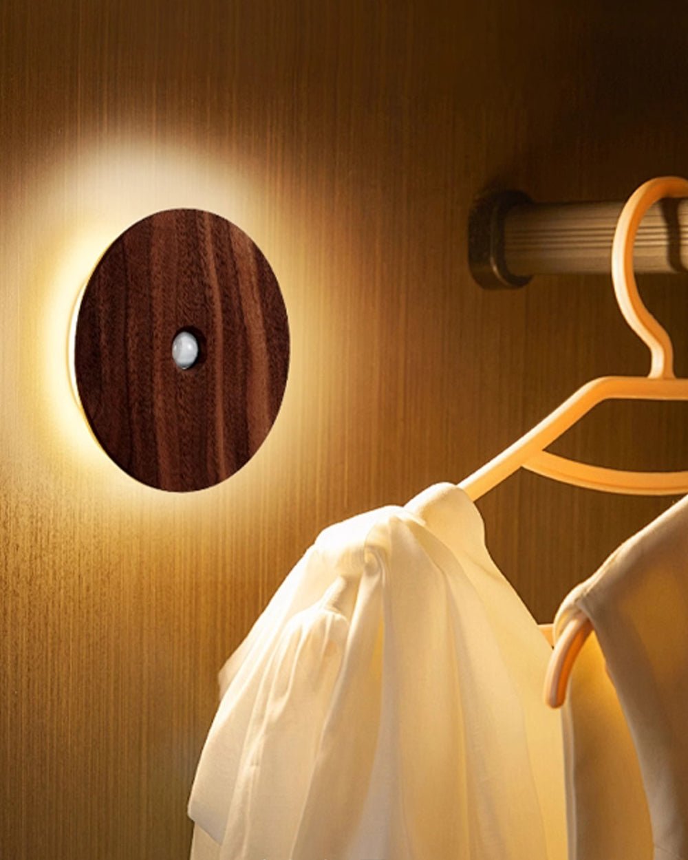 Natural Wood Touch-Sensored Wall Light