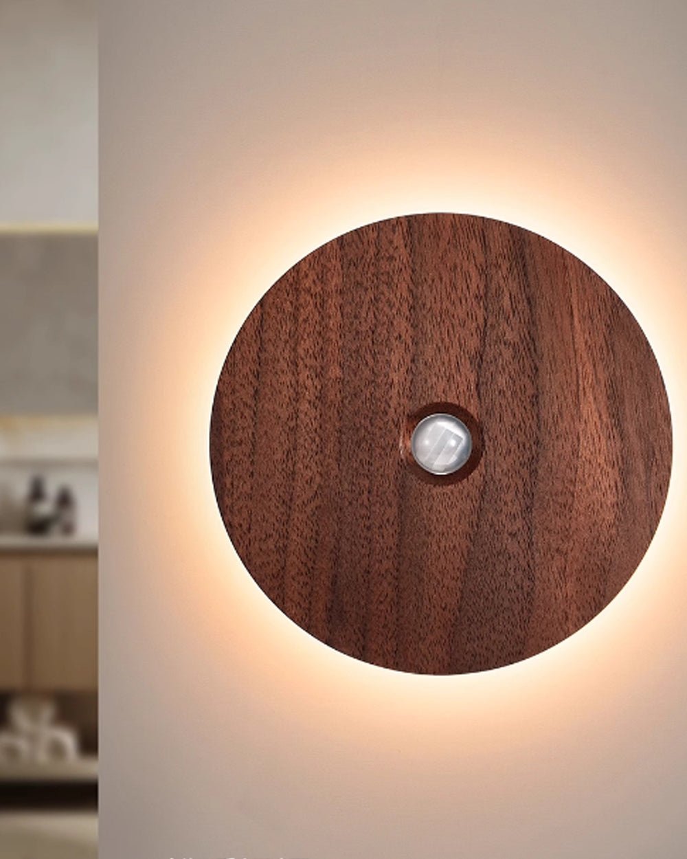 Natural Wood Touch-Sensored Wall Light