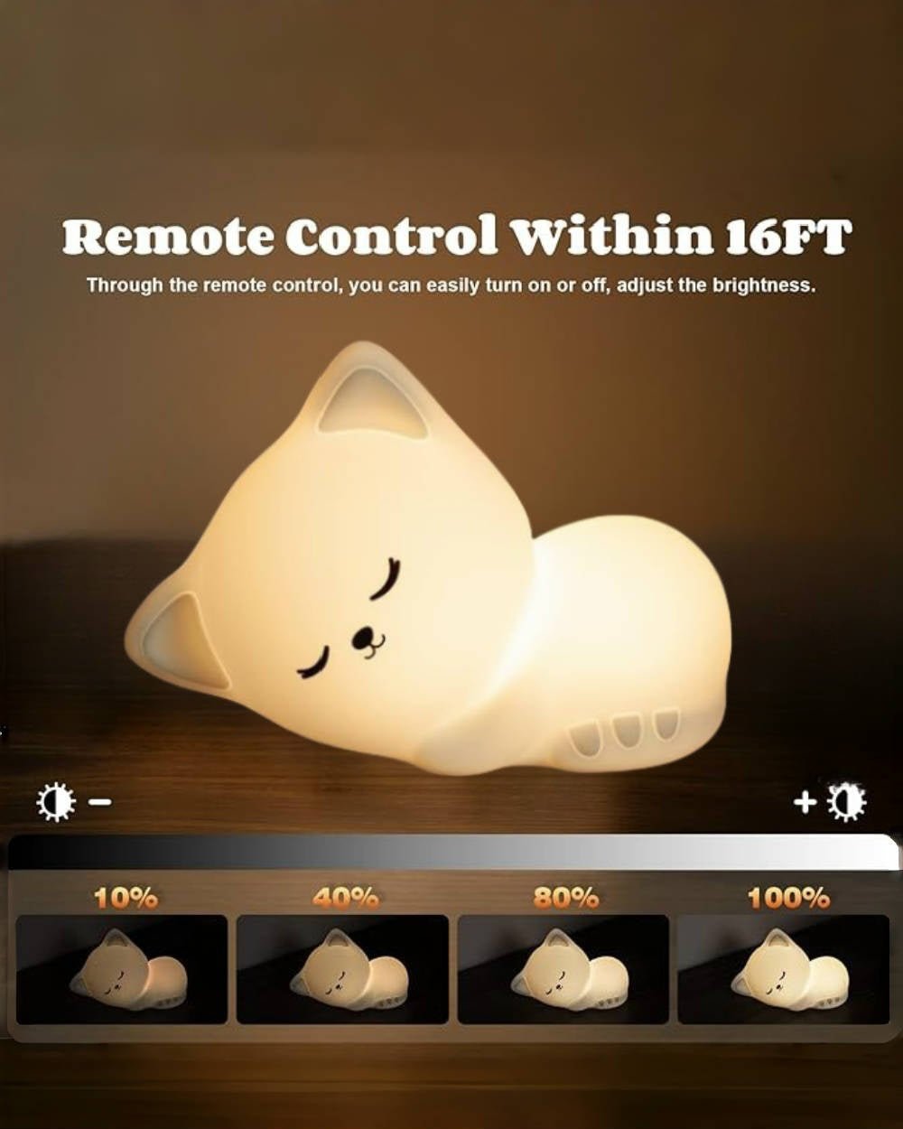 Silicone Cat Nightlight with Tap Control