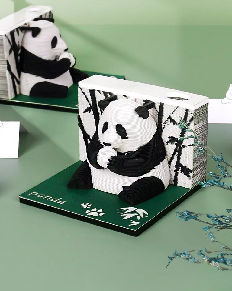 3D Panda-Shape Memo Sheet with Carving Paper Art