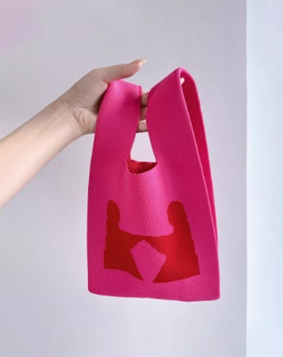 Hot Pink Knitted Tote Bag