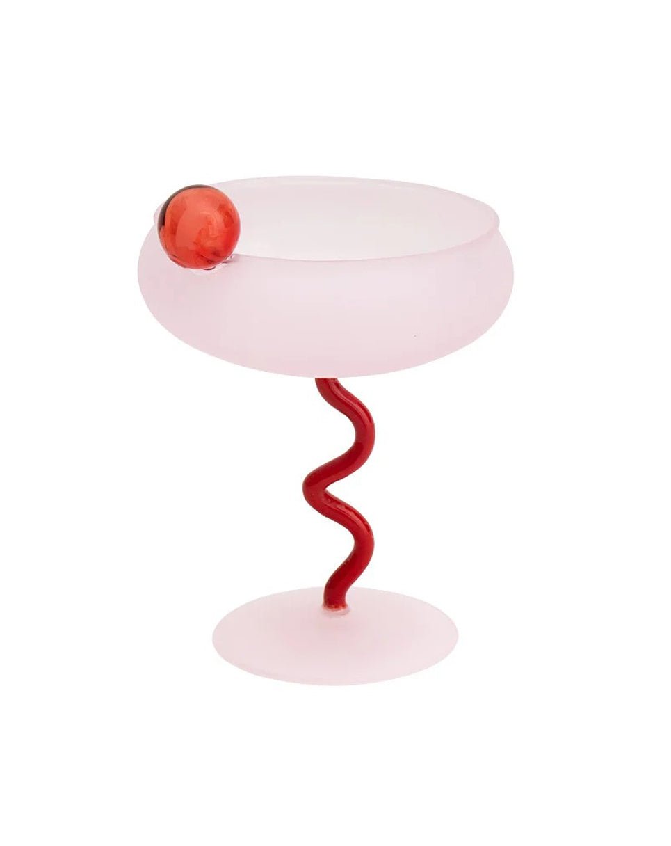 Pink Goblet Twisted Glass Cup With Candy Ball