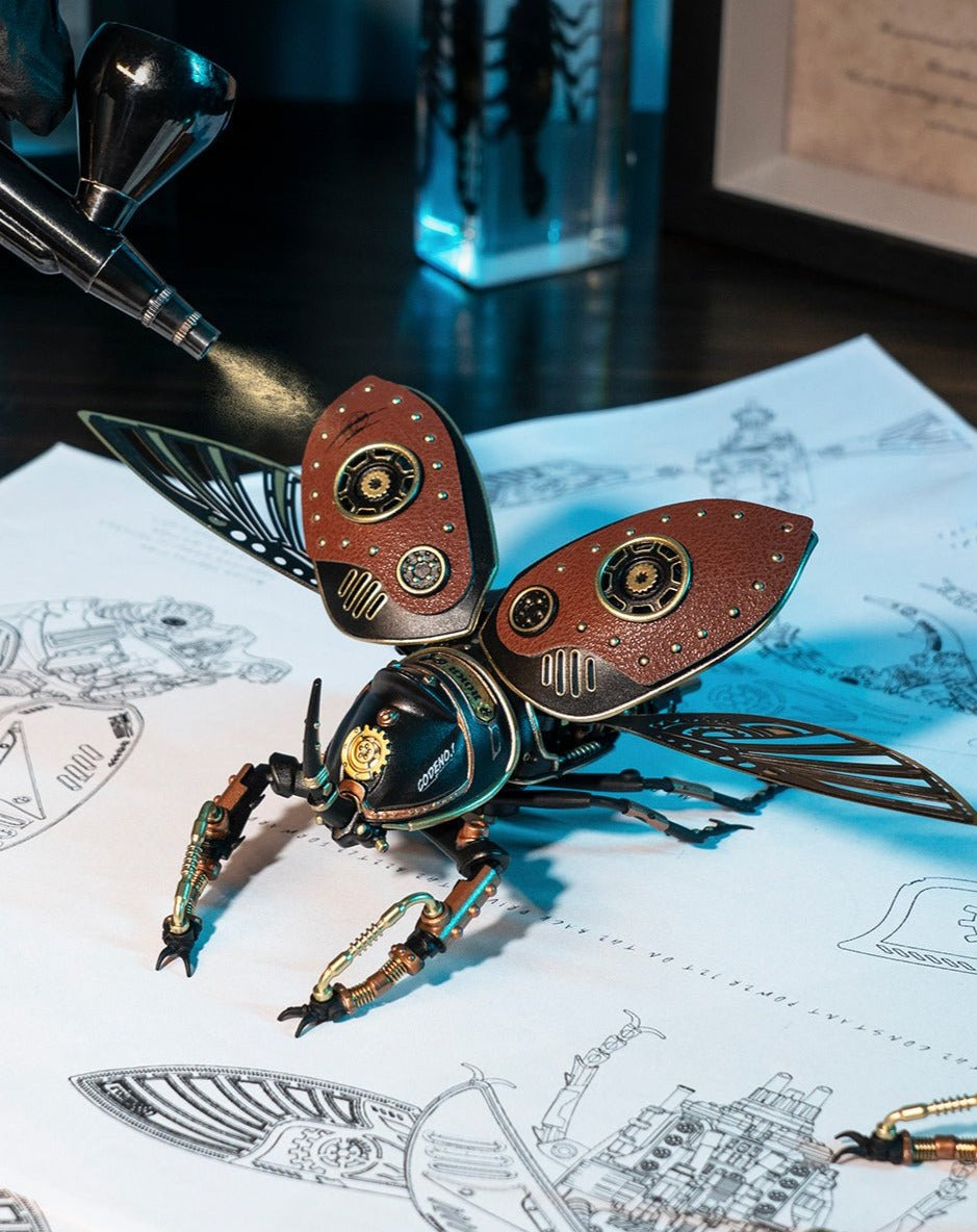 Beetle Model Mechanical Puzzle with Steampunk Ideas