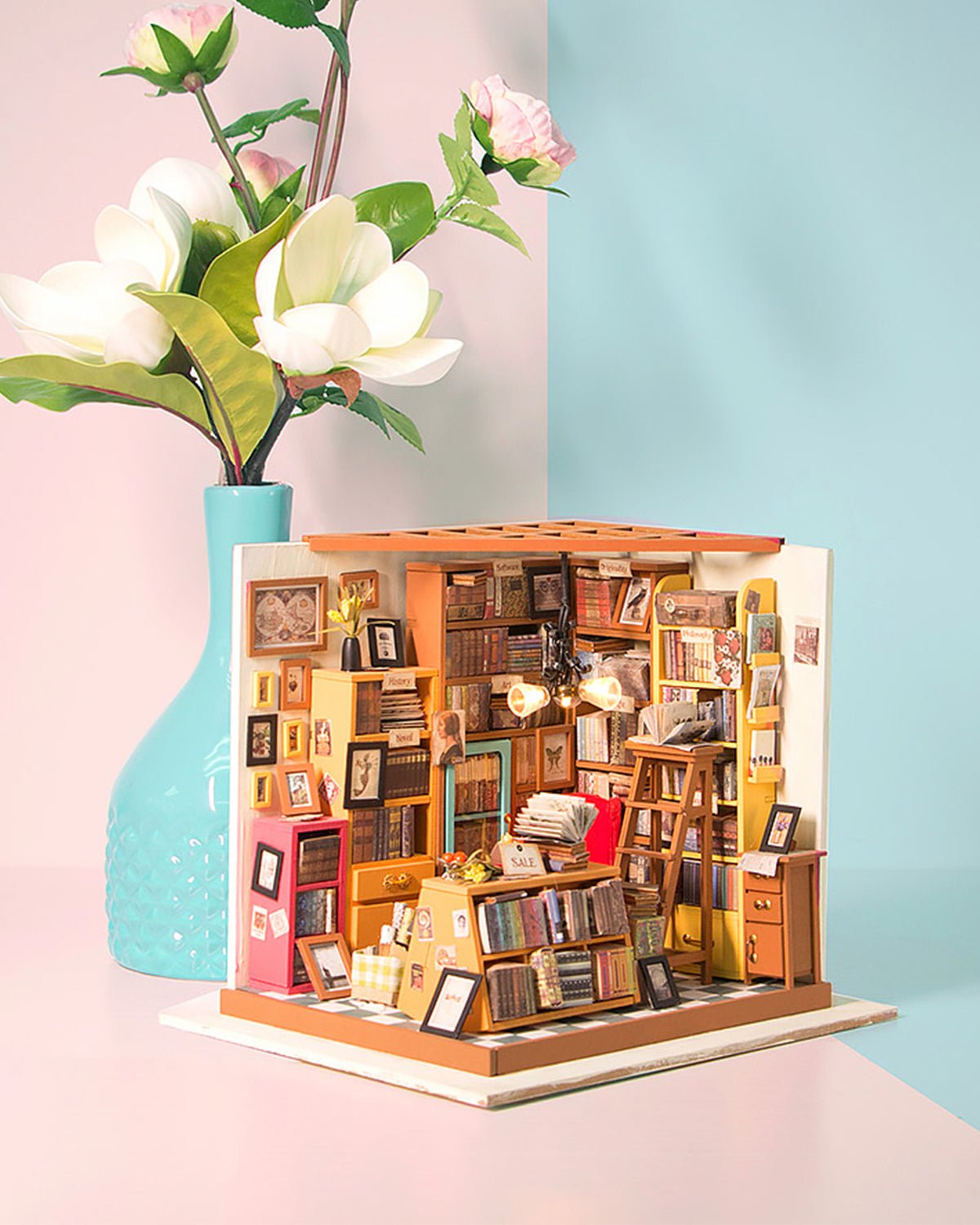 DIY Miniature Old Vintage Library Dollhouse. DIY miniature reading