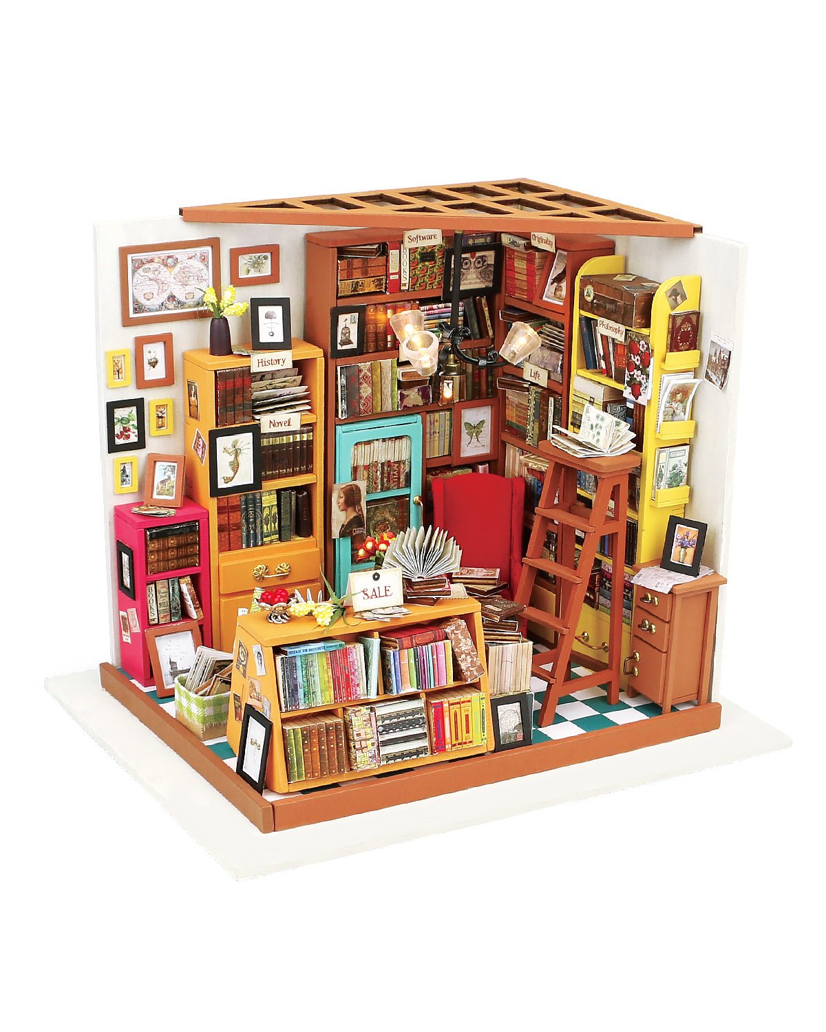 DIY Miniature Dollhouse Kit Bibliothèque / Librairie : Sams Study
