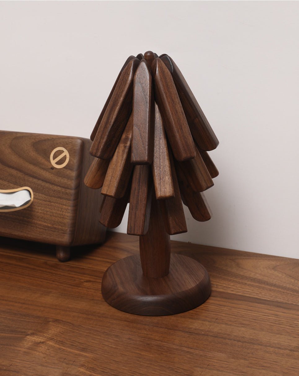 Tree-shaped Wooden Trivet Set Coaster for Teapot